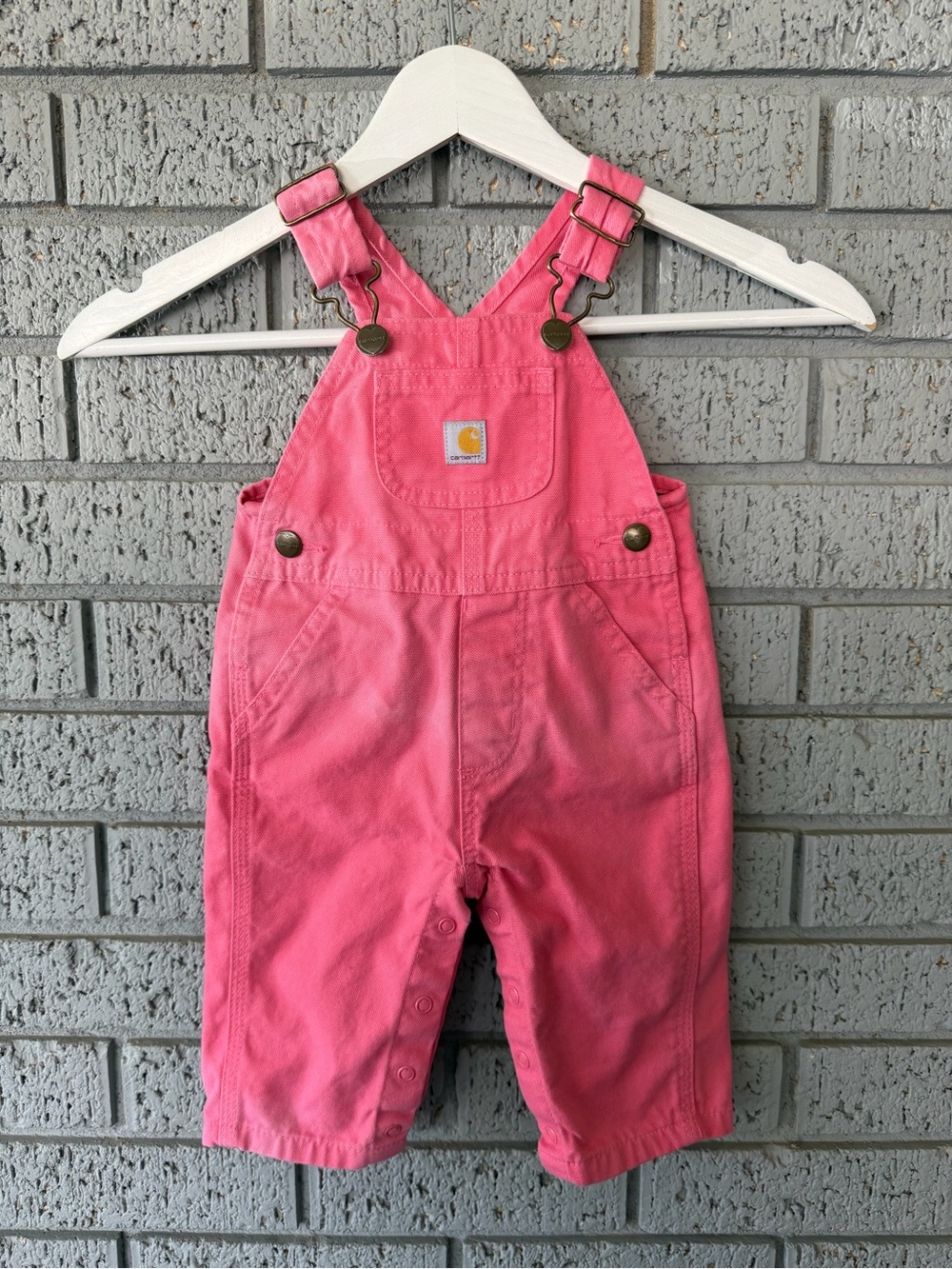 Carhartt Toddler Pink Overalls Bibs Heart Buttons Size 3 month